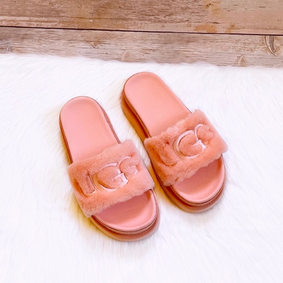 UGG Women’s Laton Fur Slides In Beverly Pink - Picture 5 of 7